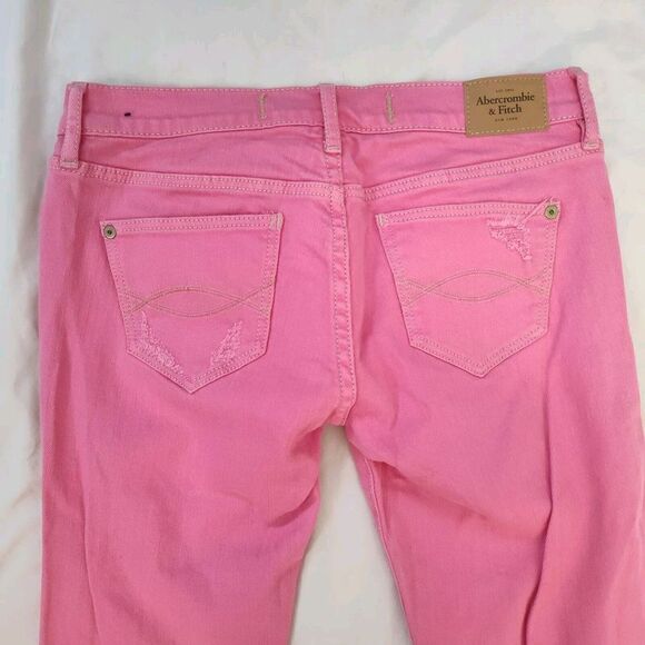 Abercrombie & Fitch Womens Size 25 / 0 Pink Perfect Stretch Ripped Jeans - Picture 8 of 8